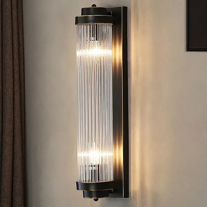 Modern gold crystal wall sconce bedroom glass rod lighting