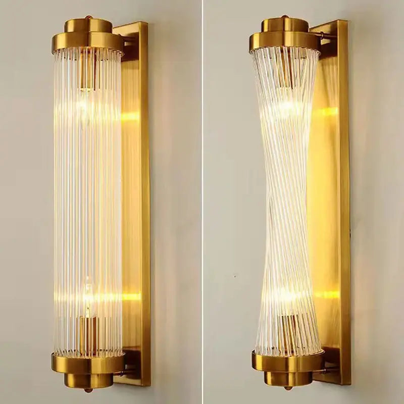 Modern gold crystal wall sconce bedroom glass rod lighting