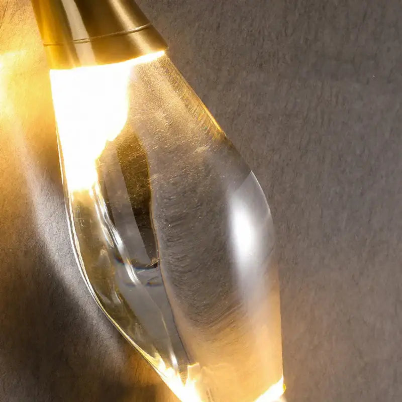 Modern gold crystal wall sconce bedroom teardrop light