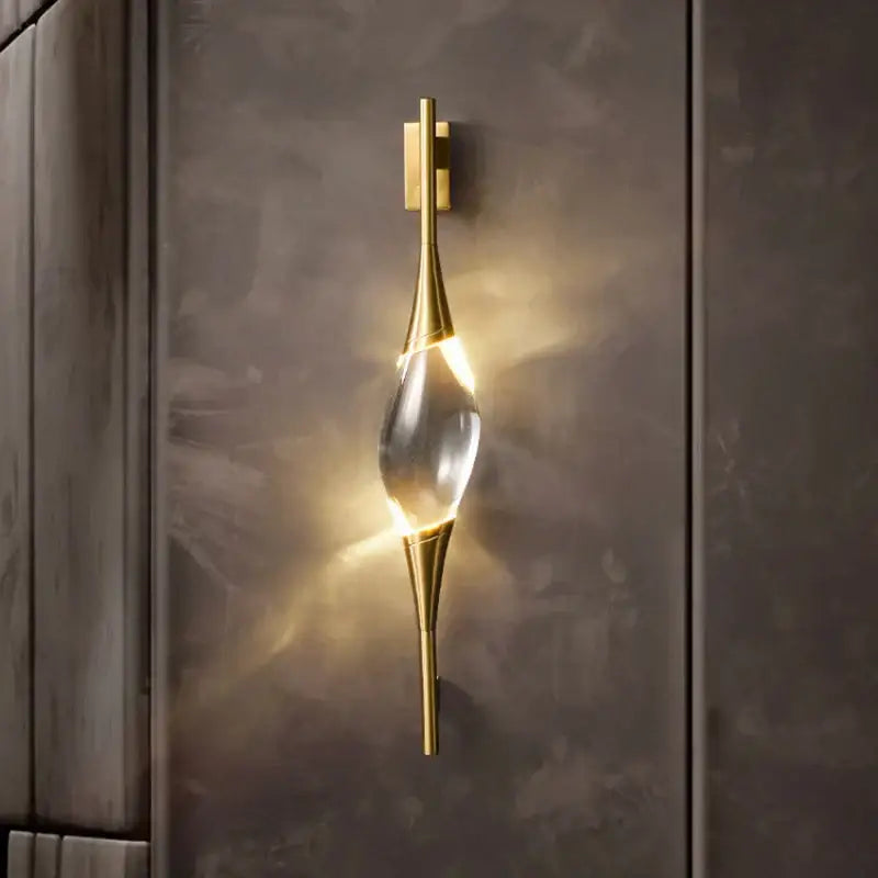Modern gold crystal wall sconce bedroom teardrop light