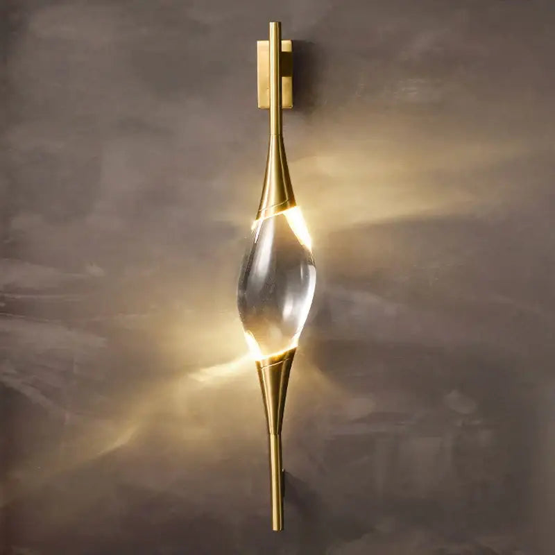 Modern gold crystal wall sconce bedroom teardrop light
