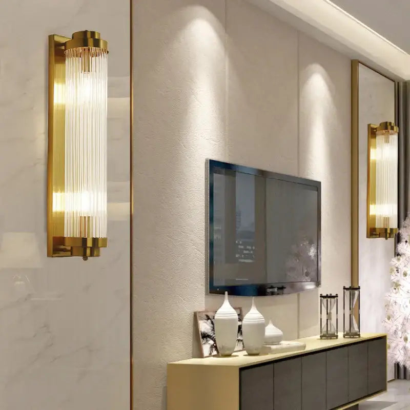 Modern gold crystal wall sconce lamp bedroom glass lighting