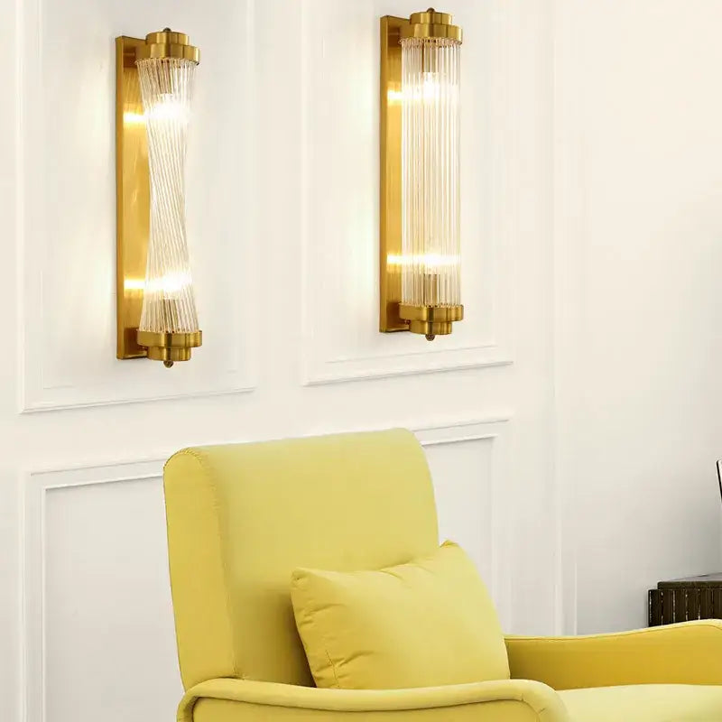 Modern gold crystal wall sconce lamp bedroom glass lighting
