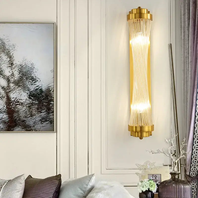 Modern gold crystal wall sconce lamp bedroom glass lighting