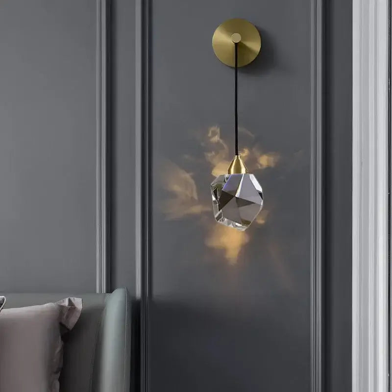 Modern gold crystal wall sconce light living room pendant fixture