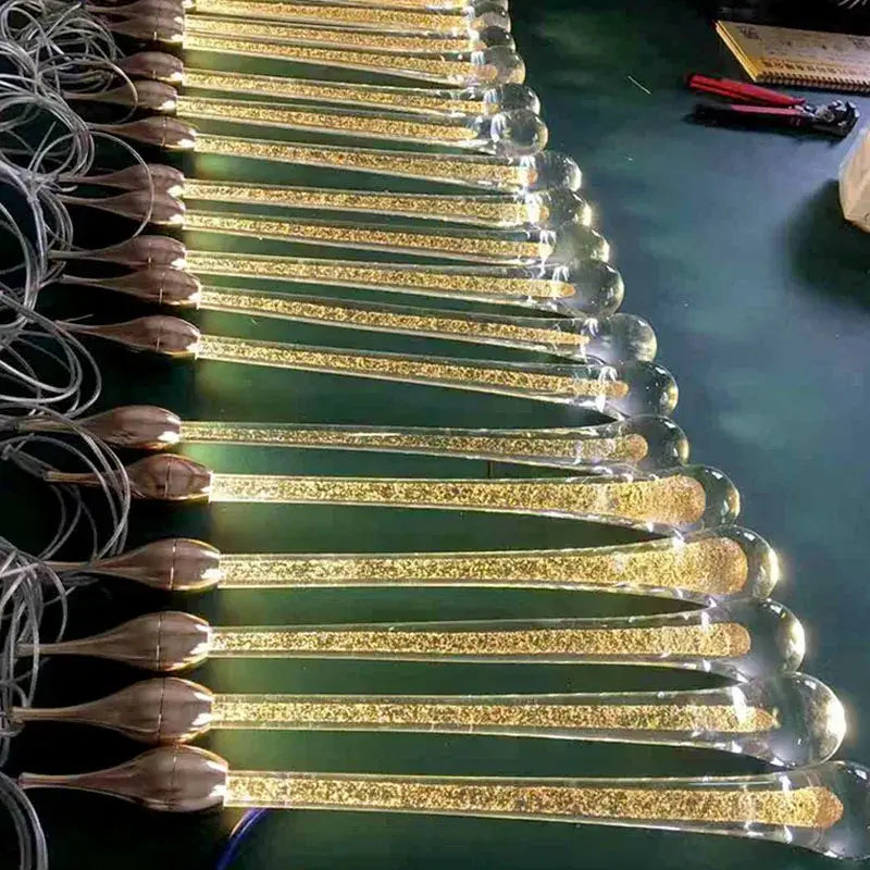 Modern gold crystal water drop chandelier bedroom pendant light