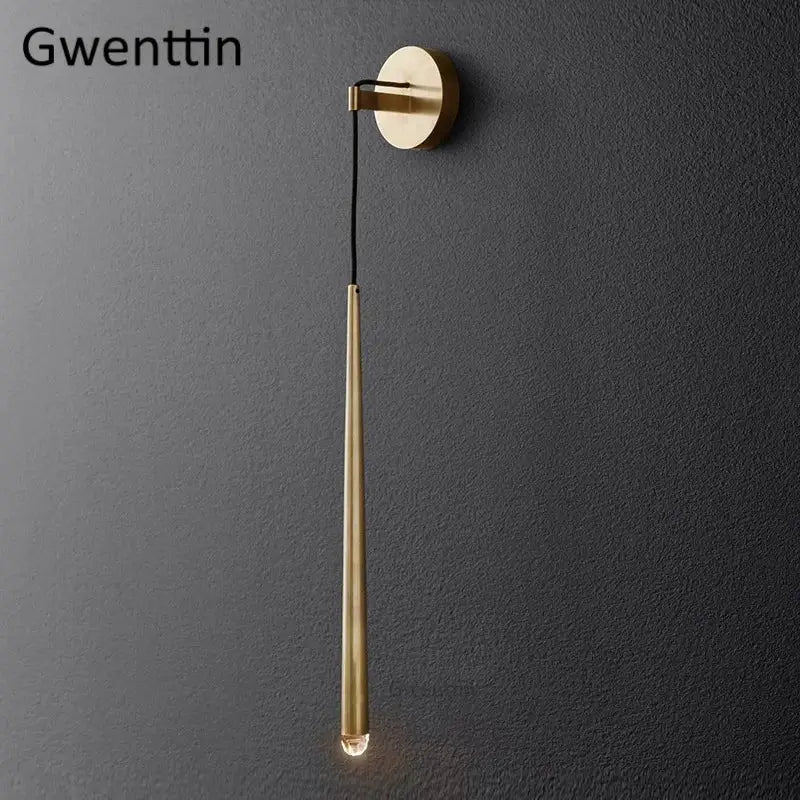 Modern gold crystal water drop wall sconce bedroom led mirror light