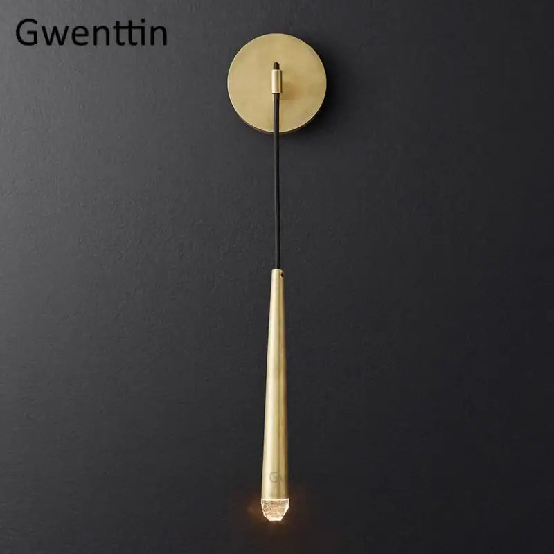 Modern gold crystal water drop wall sconce bedroom led mirror light