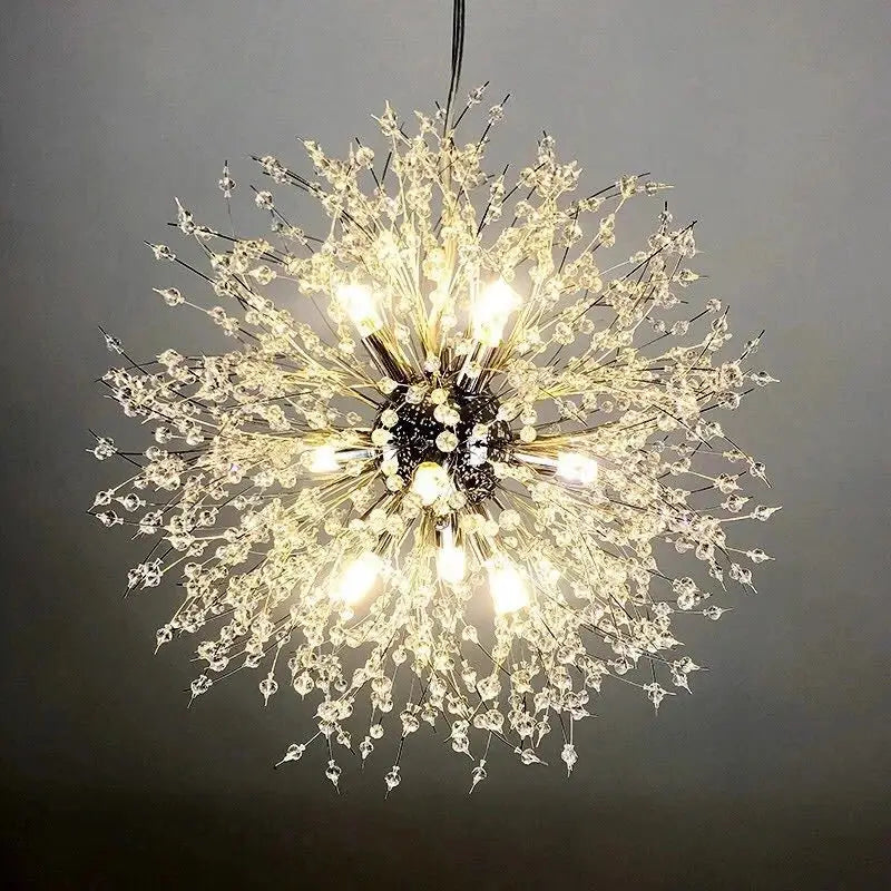 Modern gold dandelion art crystal chandelier living room light