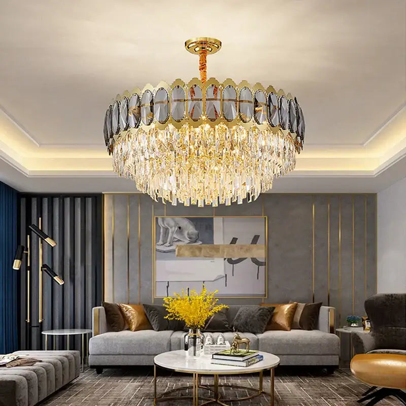 Modern gold decorbites crystal ceiling chandelier for living room