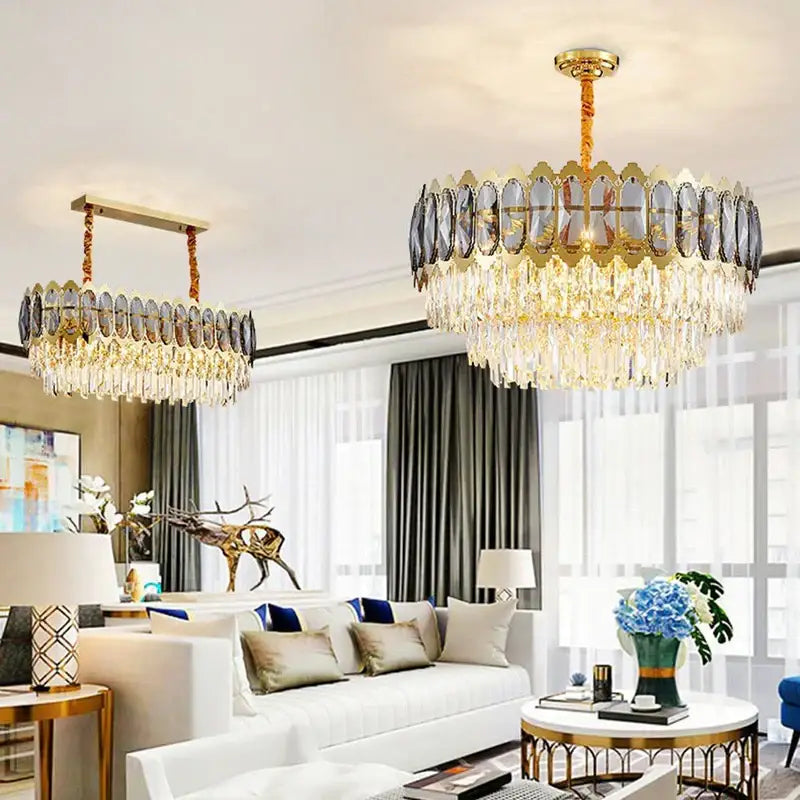 Modern gold decorbites crystal ceiling chandelier for living room