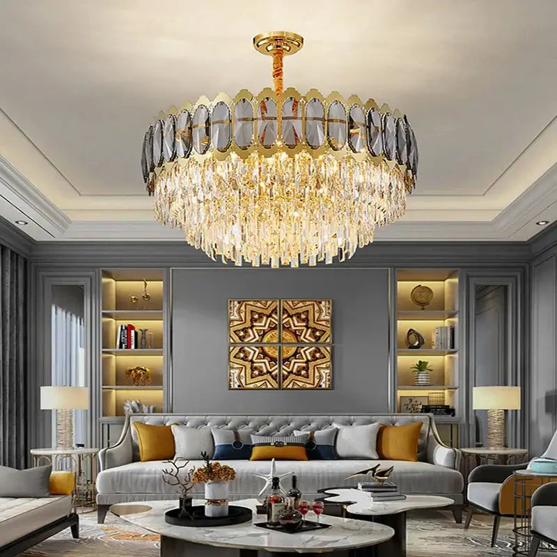 Modern gold decorbites crystal ceiling chandelier for living room