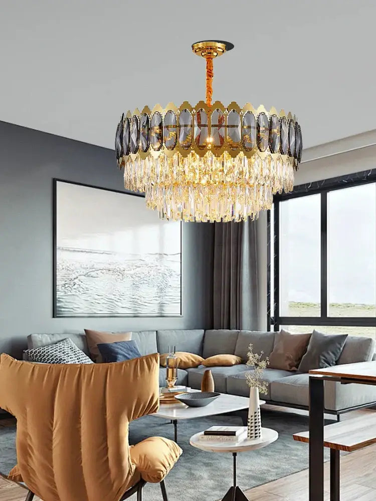 Modern gold decorbites crystal ceiling chandelier for living room