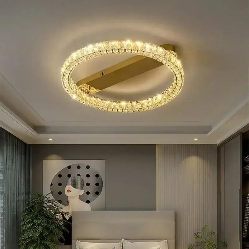 Modern gold decorbites crystal ceiling chandelier living room light