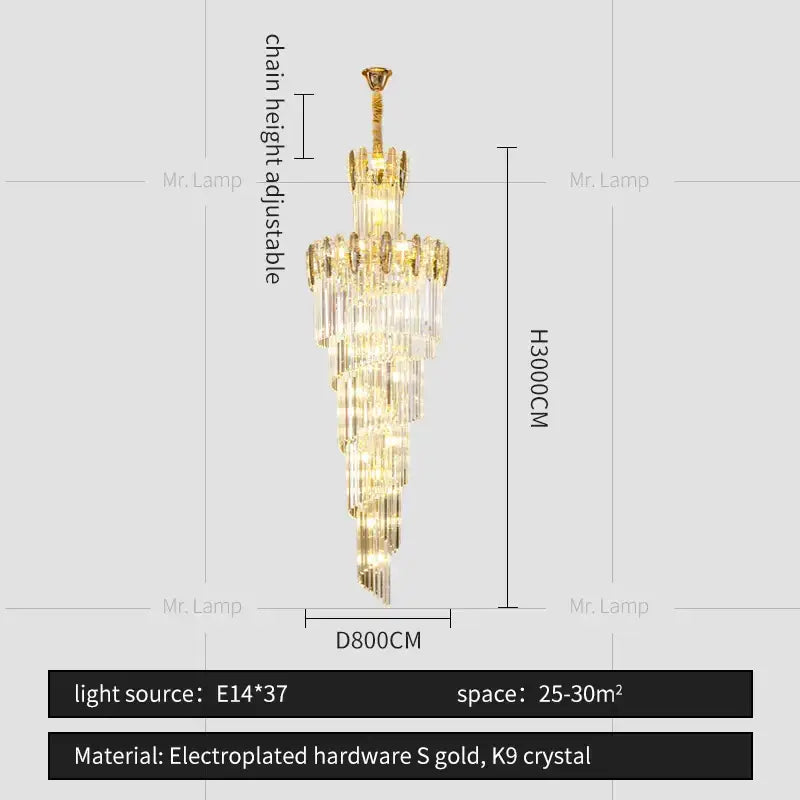 Modern gold decorbites crystal chandelier for staircase living room