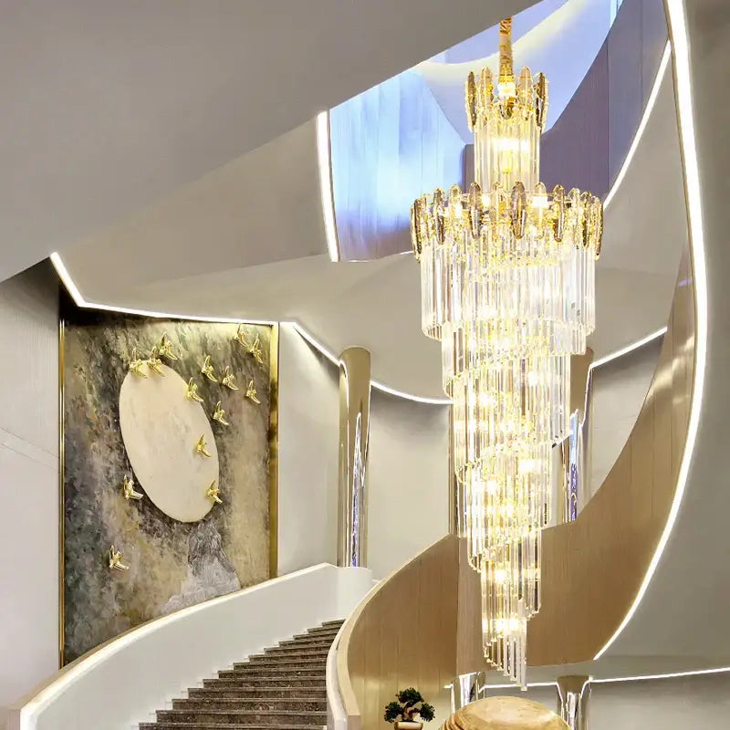 Modern gold decorbites crystal chandelier for staircase living room
