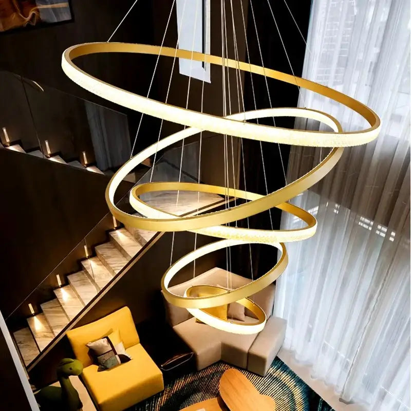 Modern gold decorbites crystal chandelier staircase living room light