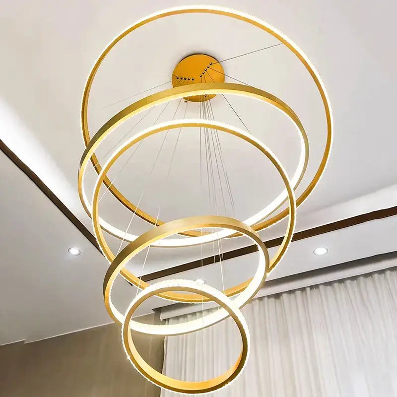 Modern gold decorbites crystal chandelier staircase living room light