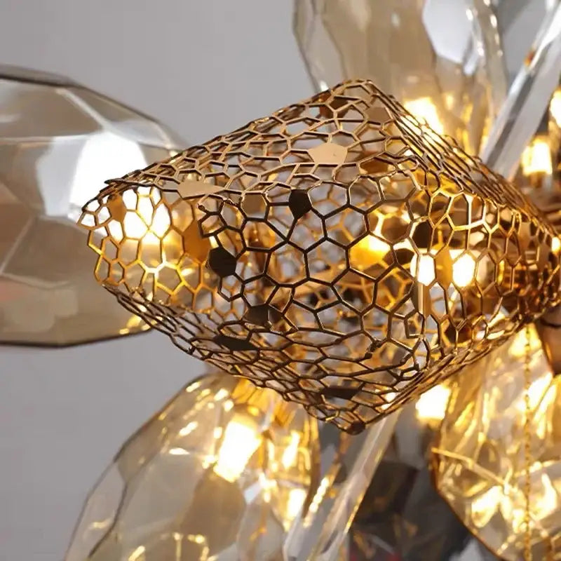 Modern gold decorbites crystal duplex chandelier for living room
