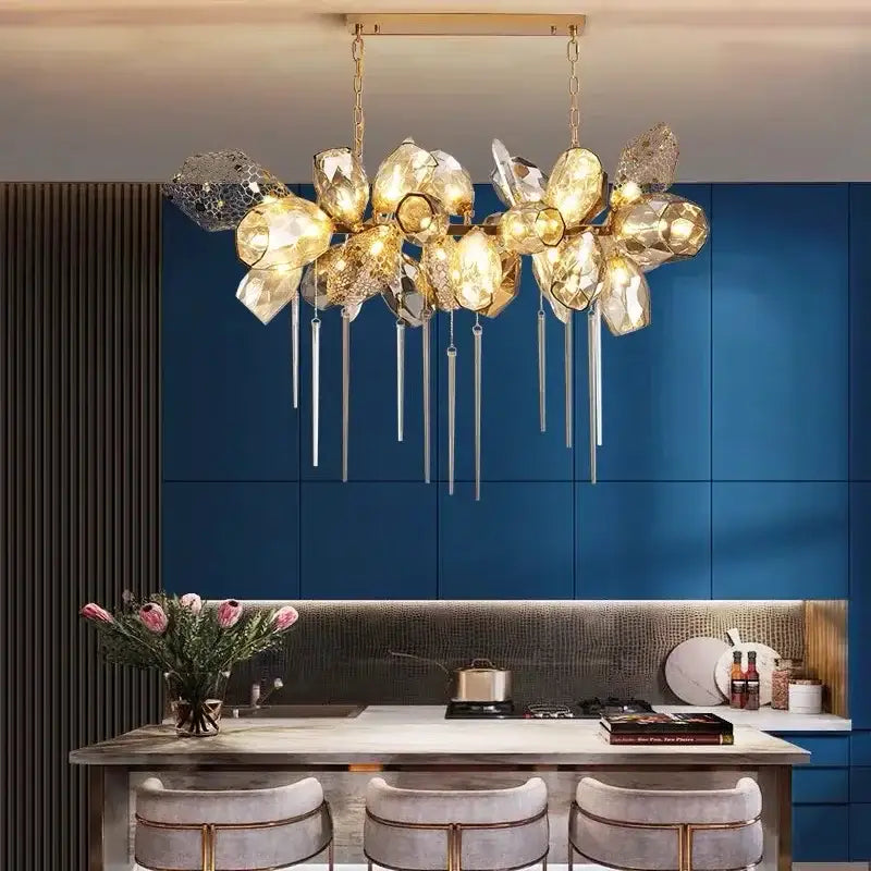 Modern gold decorbites crystal duplex chandelier living room light
