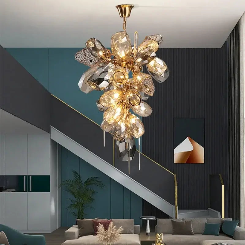 Modern gold decorbites crystal duplex chandelier living room light