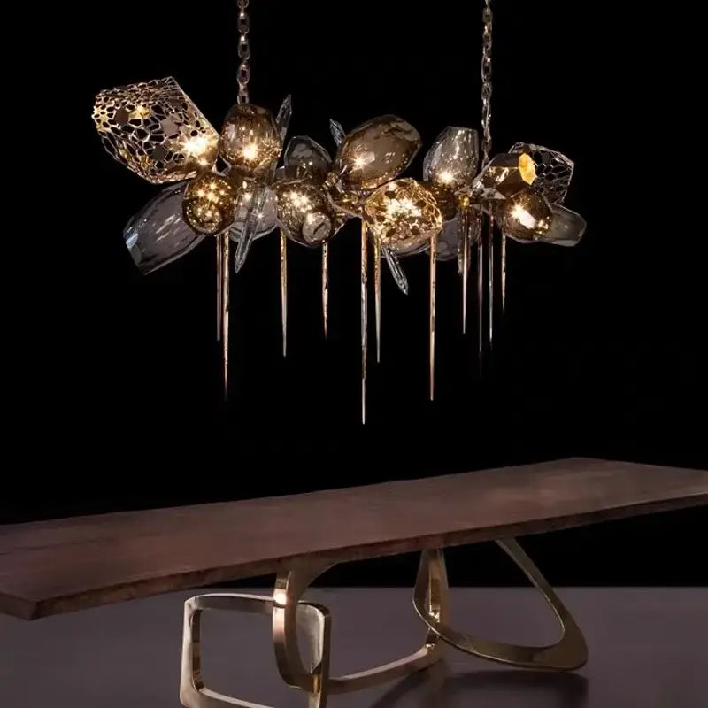 Modern gold decorbites crystal duplex chandelier living room light