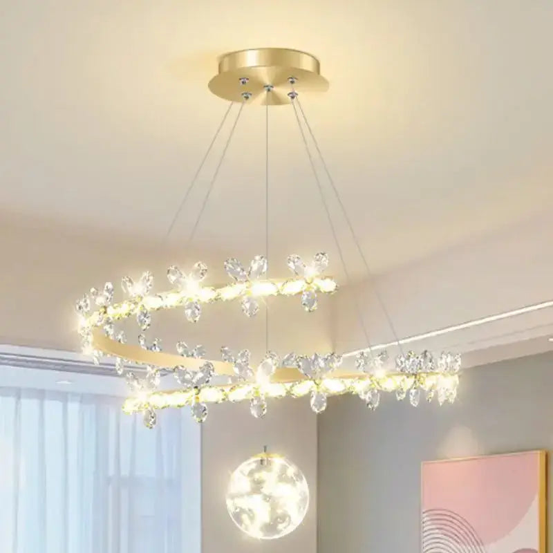 Modern gold decorbites crystal flower chandelier living room light