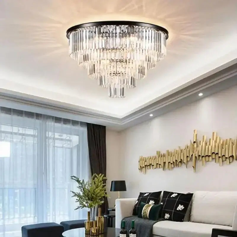 Modern gold decorbites crystal flush ceiling light for bedroom