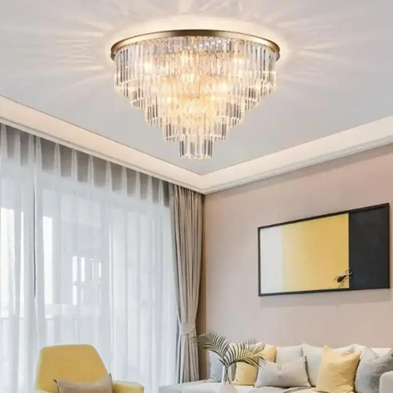 Modern gold decorbites crystal flush ceiling light for bedroom