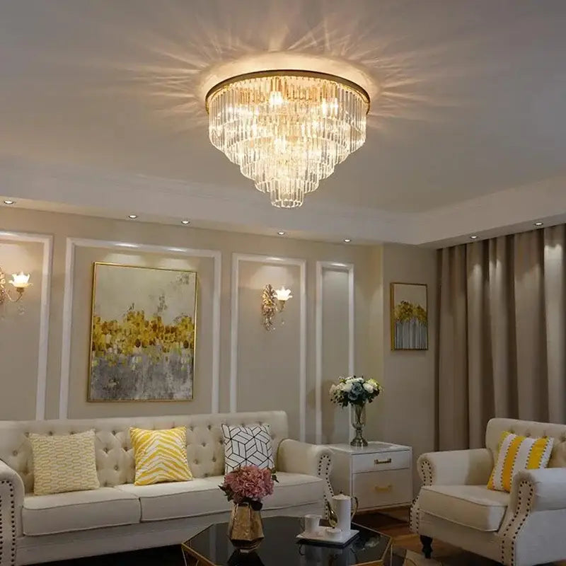 Modern gold decorbites crystal flush ceiling light for bedroom