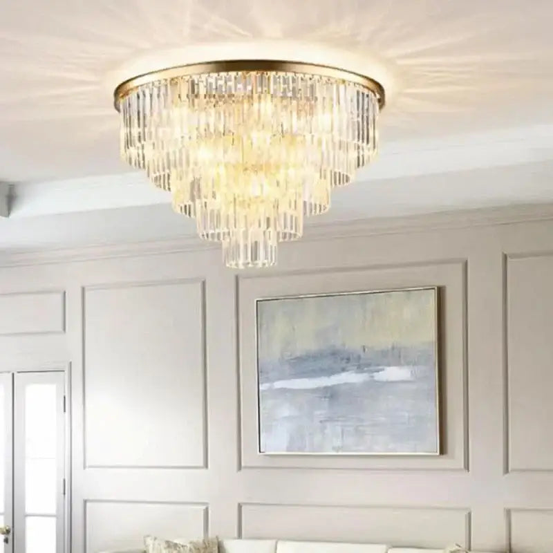 Modern gold decorbites crystal flush ceiling light for bedroom