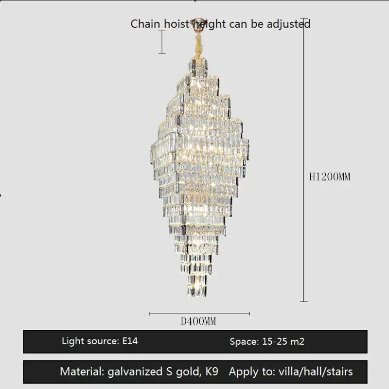 Modern gold decorbites crystal large chandelier staircase pendant light