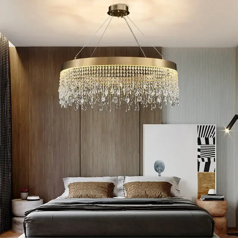 Modern gold decorbites crystal led ceiling chandelier dining room