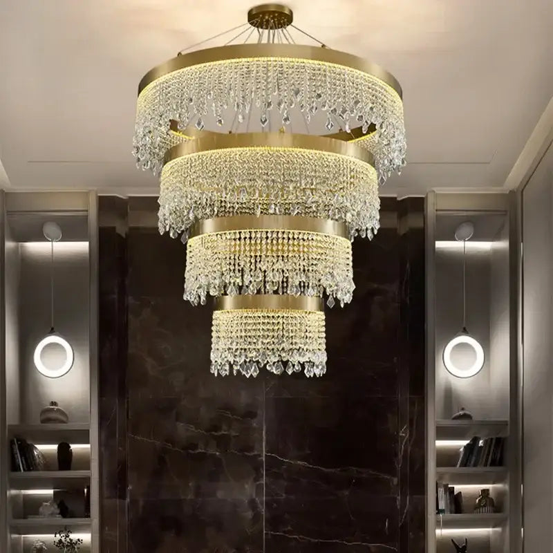 Modern gold decorbites crystal led ceiling chandelier dining room