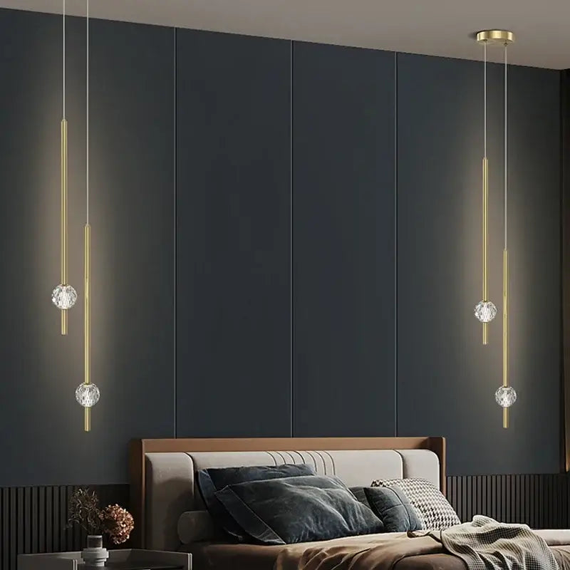 Modern gold decorbites crystal led chandelier bedroom pendant light