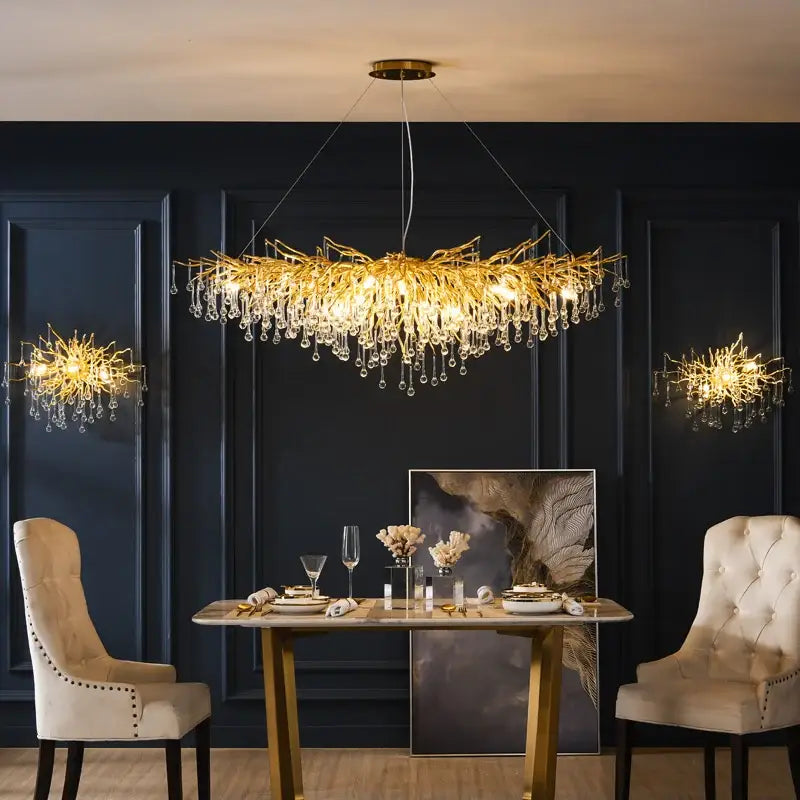 Modern gold decorbites crystal led chandelier dining room light