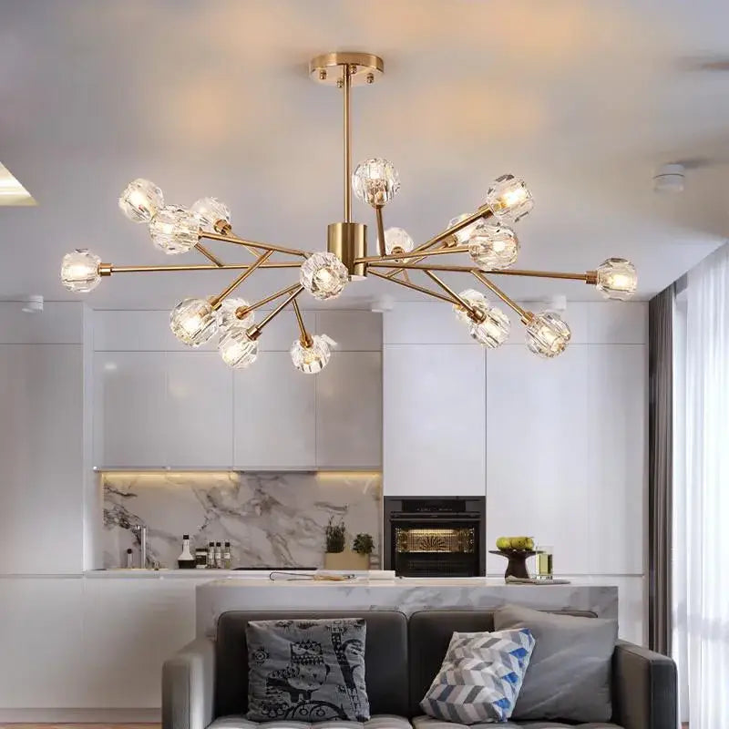 Modern gold decorbites crystal led chandelier for dining room