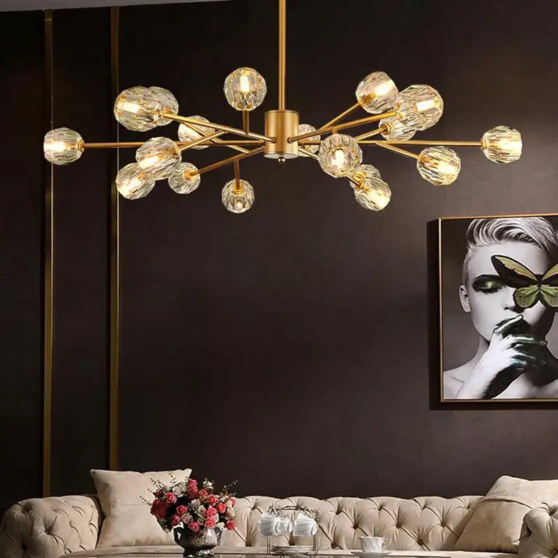Modern gold decorbites crystal led chandelier for dining room