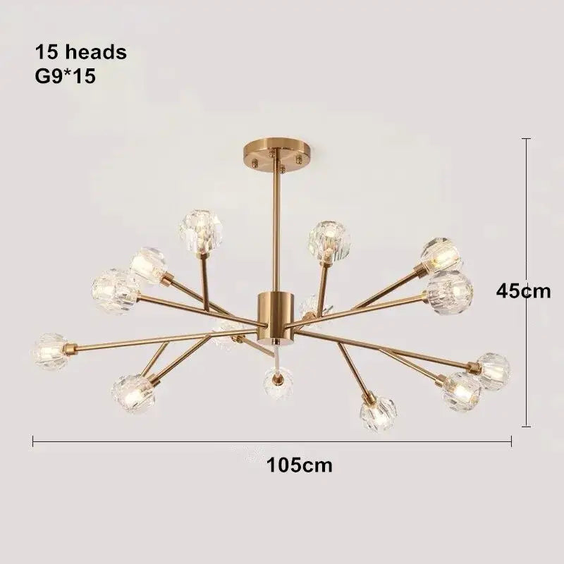 Modern gold decorbites crystal led chandelier for dining room