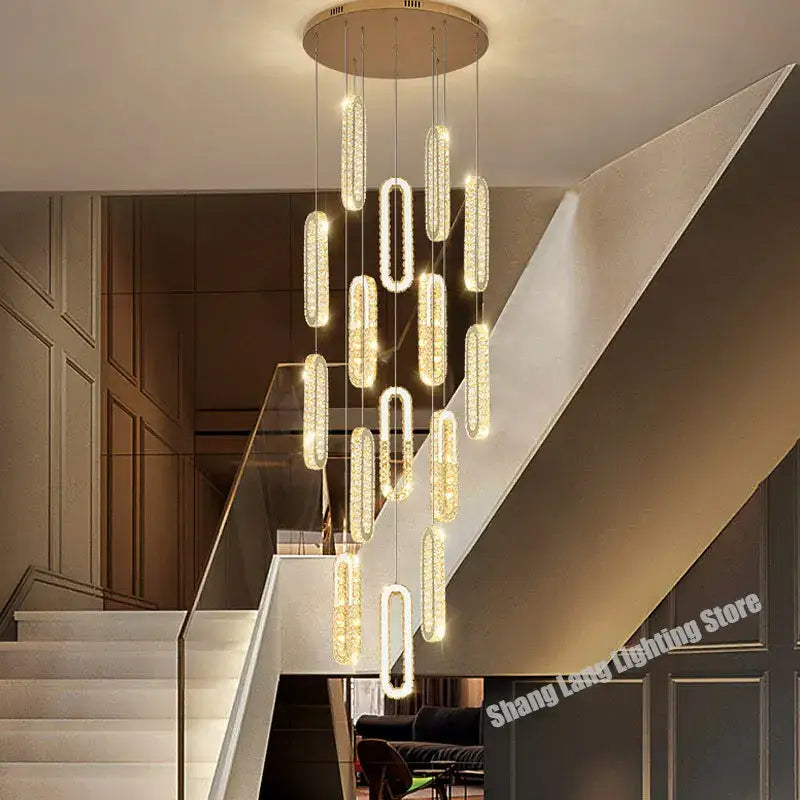 Modern gold decorbites crystal led chandelier for living room staircase