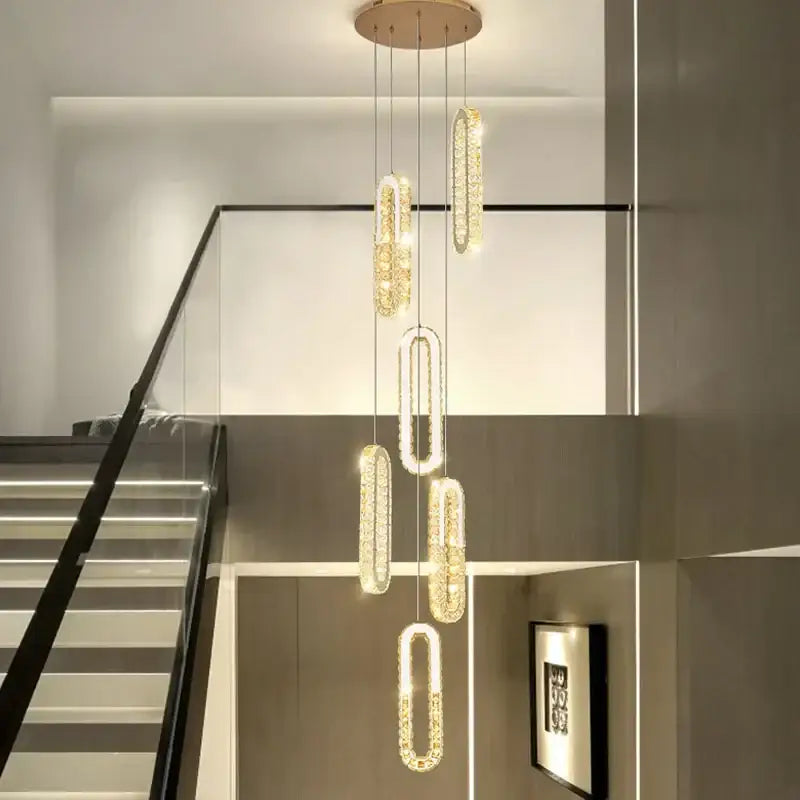 Modern gold decorbites crystal led chandelier for living room staircase