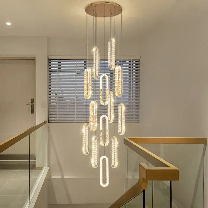 Modern gold decorbites crystal led chandelier for living room staircase