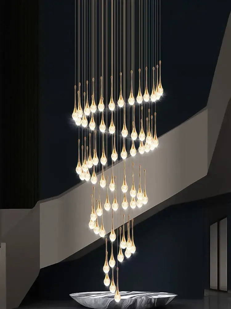 Modern gold decorbites crystal led chandelier staircase hanging light
