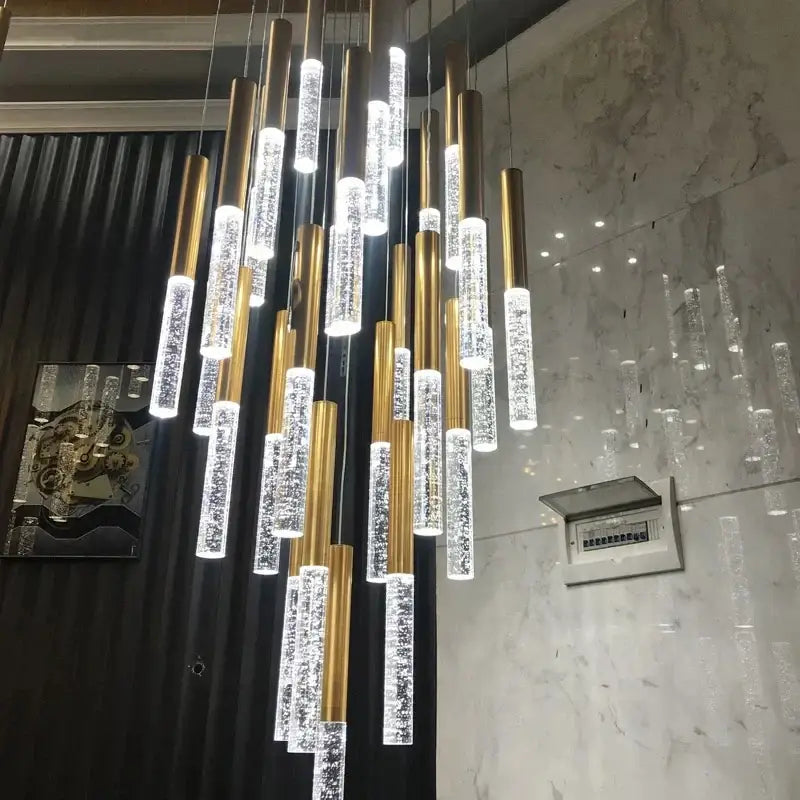 Modern gold decorbites crystal led chandelier staircase living room