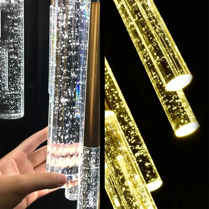 Modern gold decorbites crystal led chandelier staircase living room