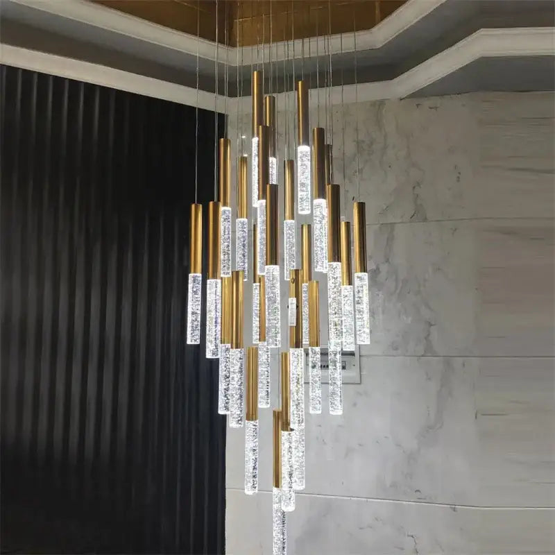 Modern gold decorbites crystal led chandelier staircase living room