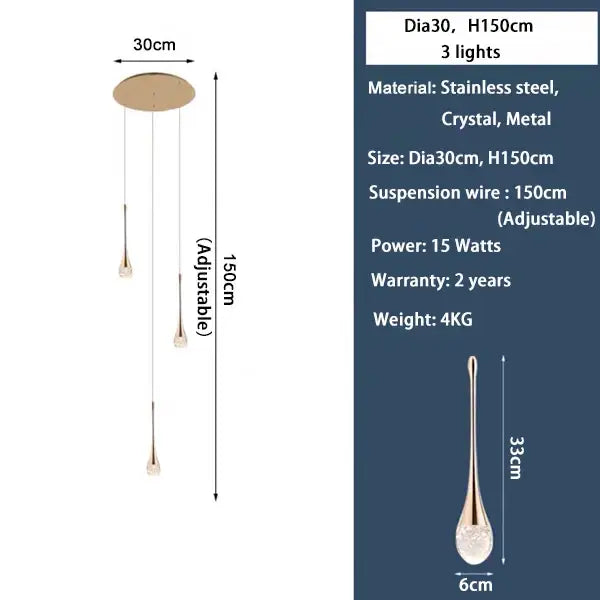 Modern gold decorbites crystal led chandeliers staircase light