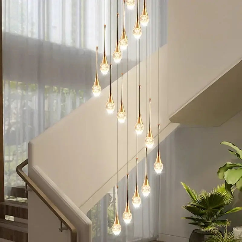 Modern gold decorbites crystal led chandeliers staircase light