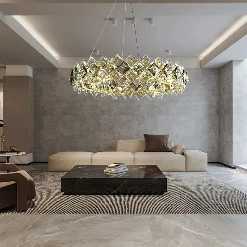 Modern gold decorbites crystal round chandelier dining room light