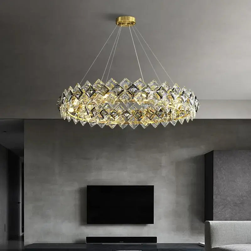 Modern gold decorbites crystal round chandelier dining room light
